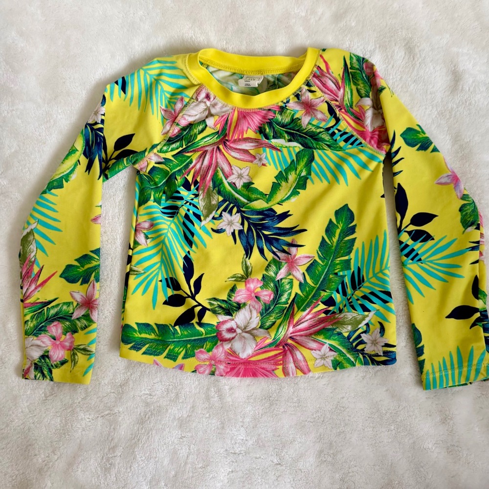 Baby Gap Tropical Floral Rash Guard Long Sleeve‎ Sz 3T Yellow Pink